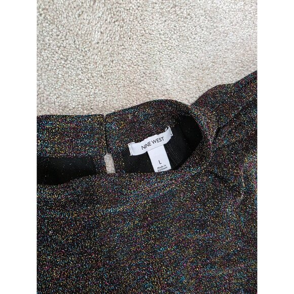 Metallic Shimmer Wide-Leg Jumpsuit With Waist Tie & Back Button Closure - Picture 7 of 9